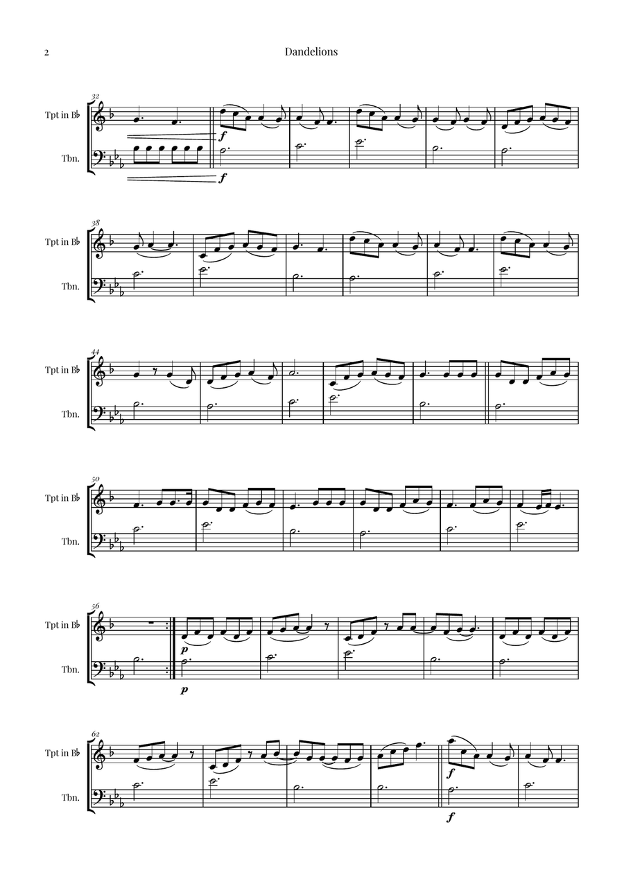 Dandelions Brass Duet scores gallery preview page 2