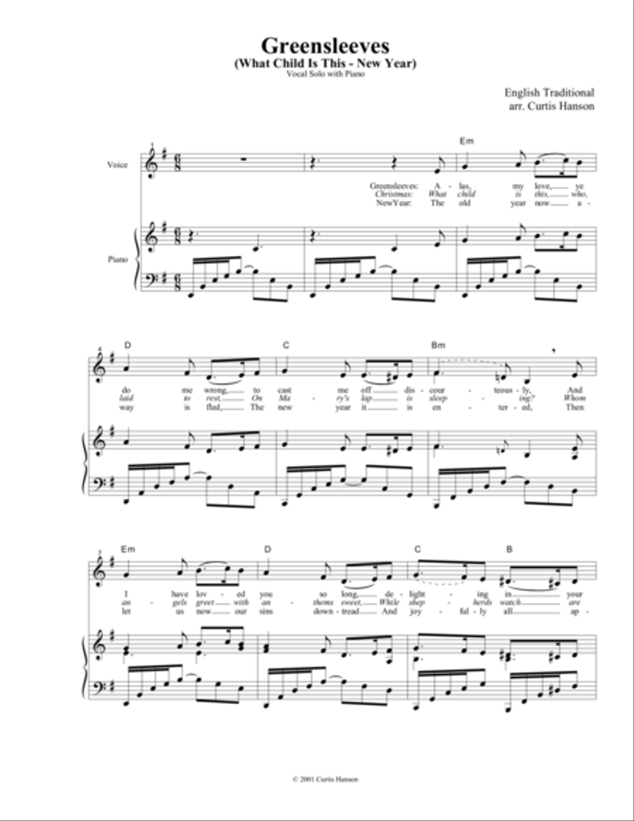 Greensleeves Voice Solo scores gallery preview page 1