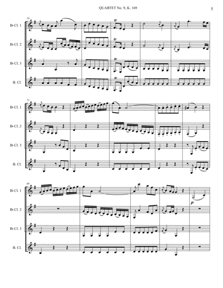Mozart String Quartet No. 9 for Clarinet Quartet