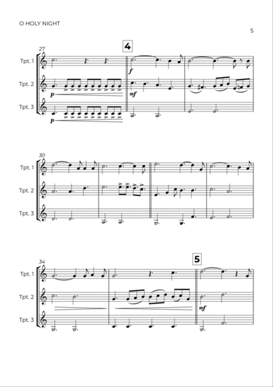 O Holy Night Brass Ensemble scores gallery preview page 5