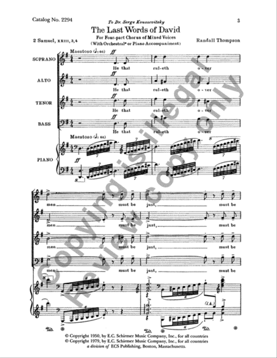 The Last Words of David (Choral Score) 4-Part scores gallery preview page 2