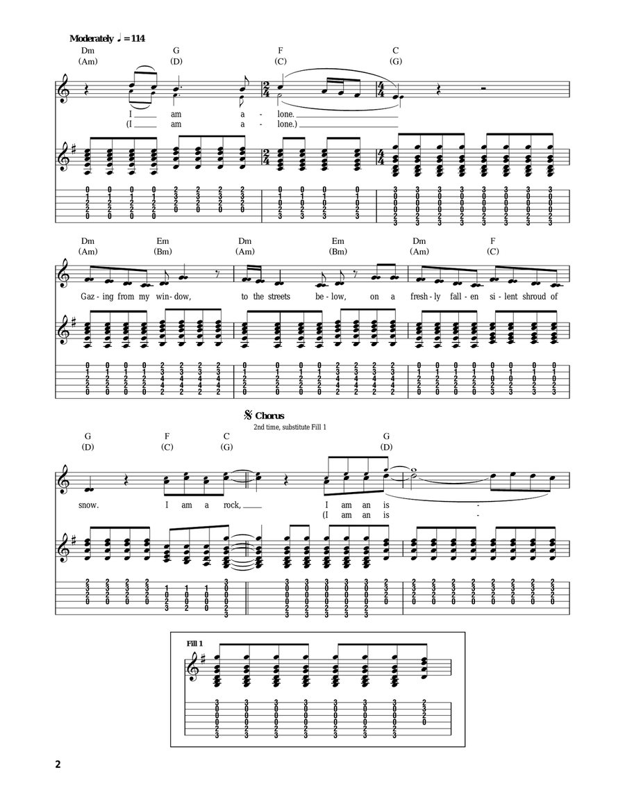 I Am A Rock Acoustic Guitar scores gallery preview page 2