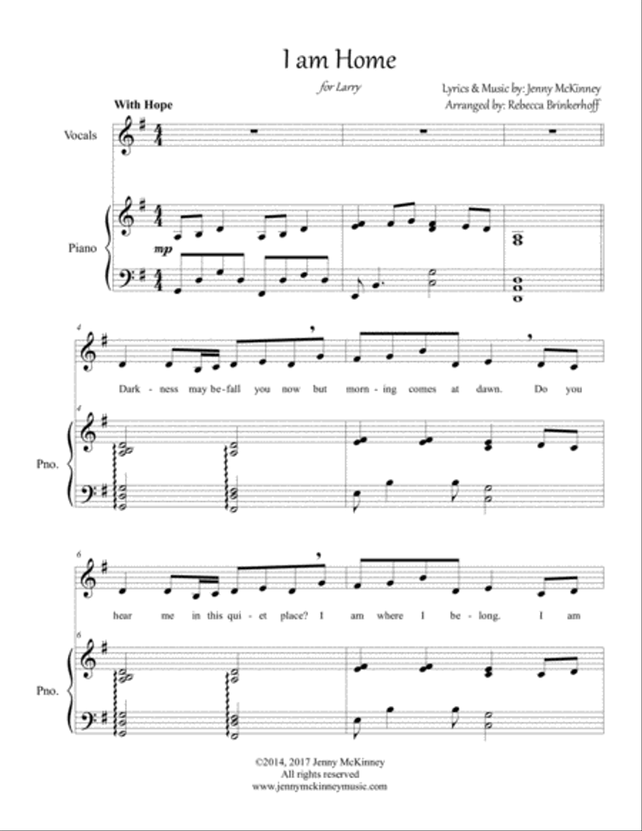 I am Home I am Home Soprano Voice scores gallery preview page 1