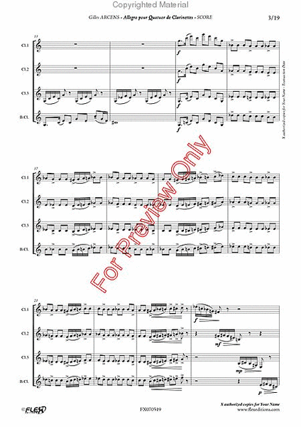 Allegro For Clarinet Quartet image number null