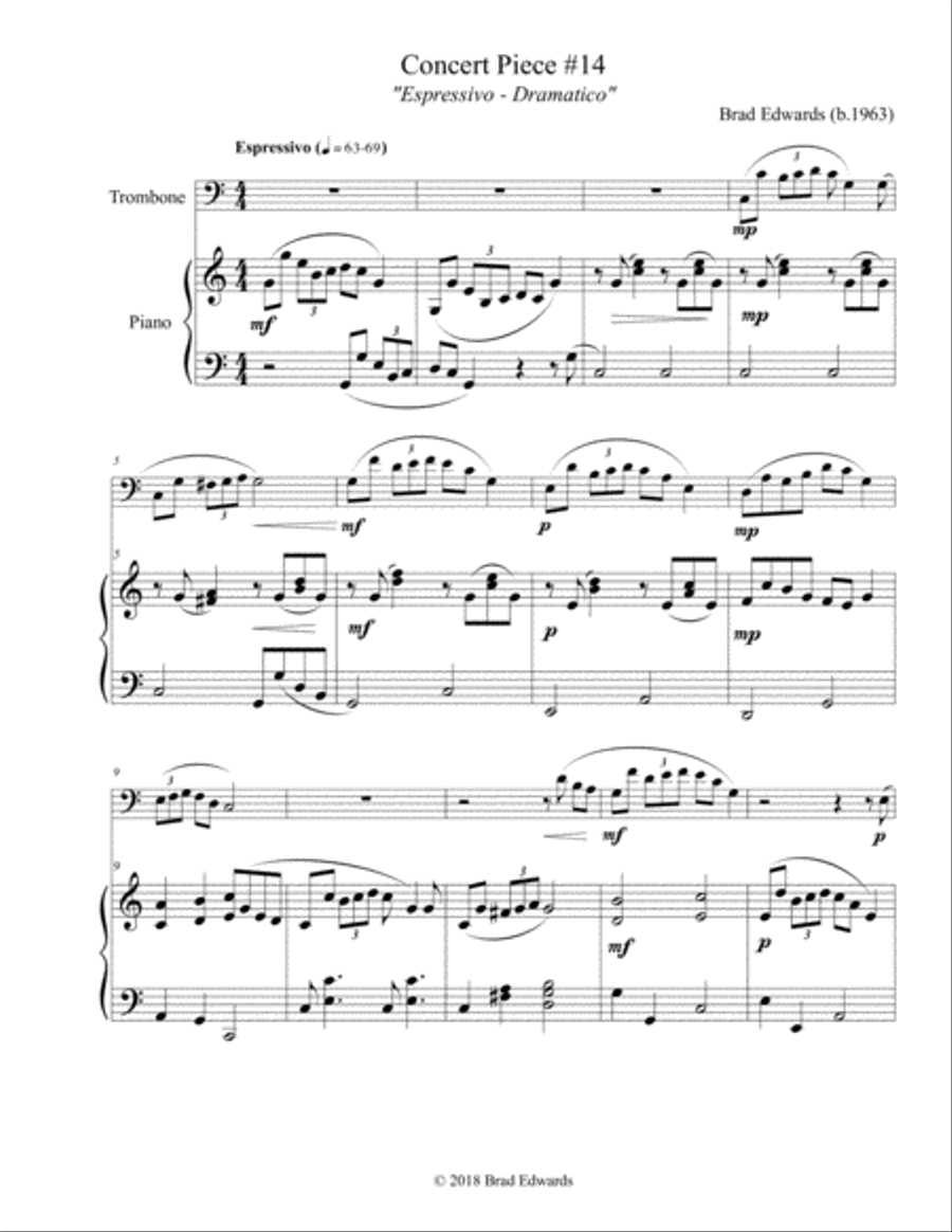 Concert Piece #14: Espressivo – Dramatico Trombone Solo scores gallery preview page 4