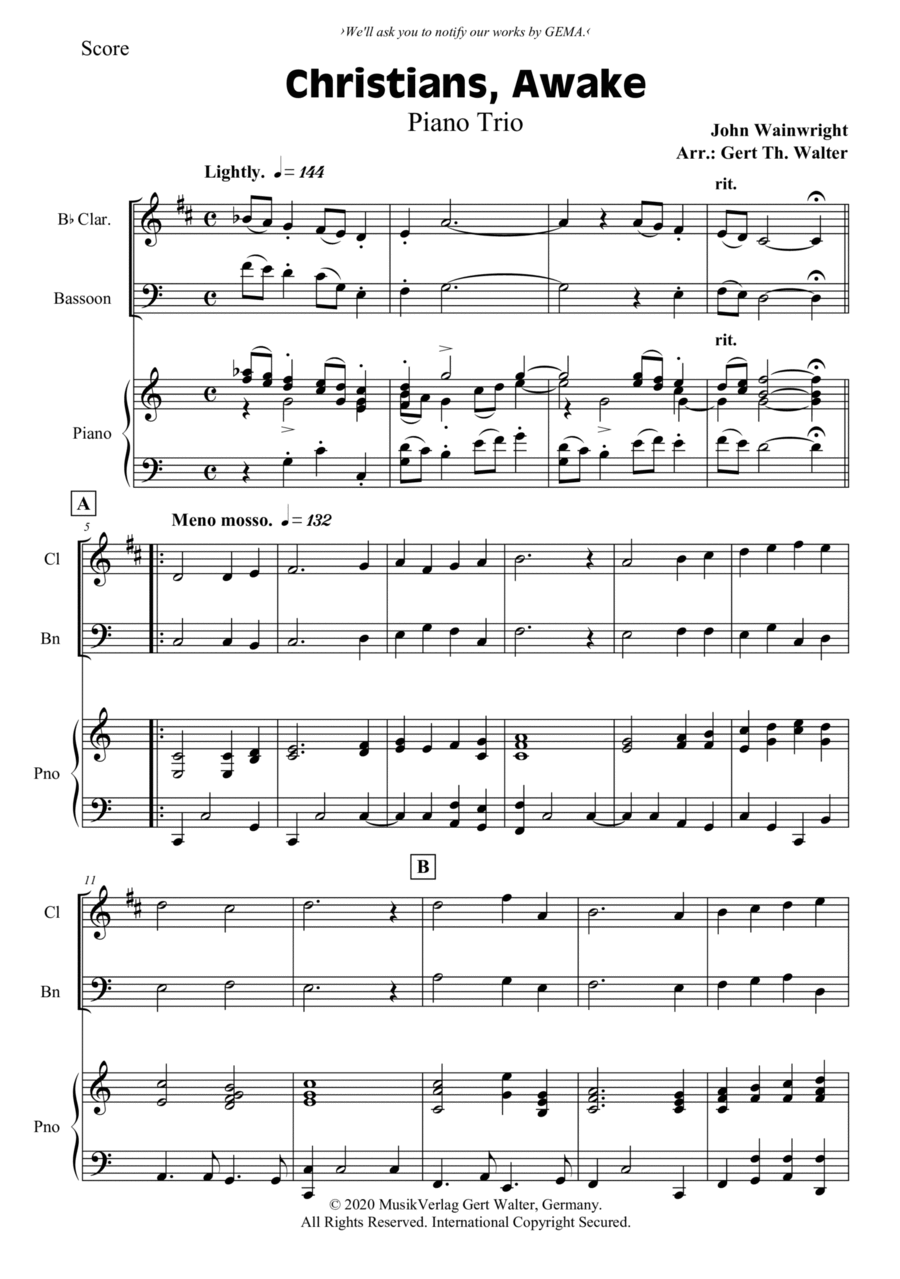 Christians, Awake, Salute The Happy Morn Woodwind Duet scores gallery preview page 1