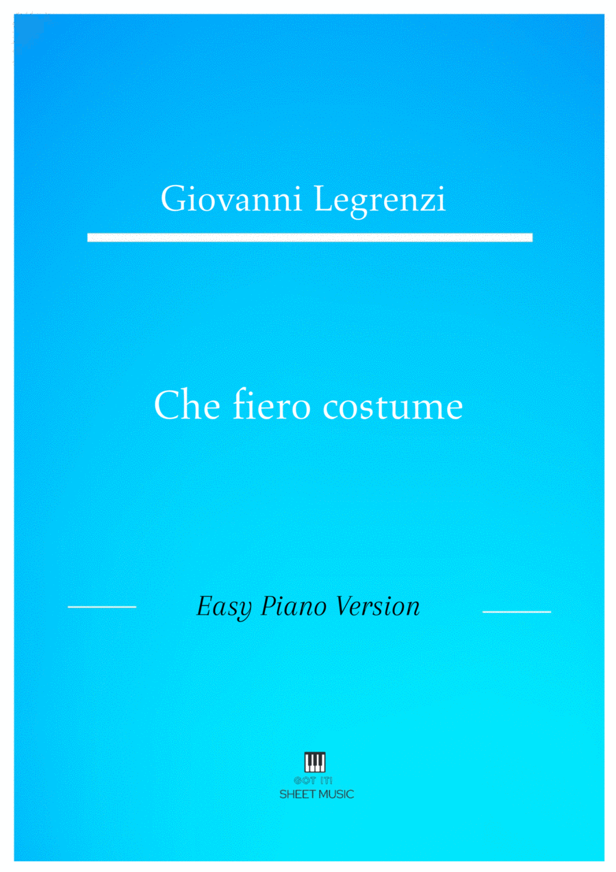 Legrenzi - Che fiero costume (Easy Piano Version) Small Ensemble scores gallery preview page 1