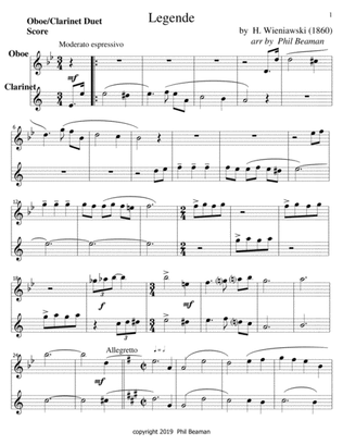 Legende-Wieniawski-Oboe/Clarinet duet