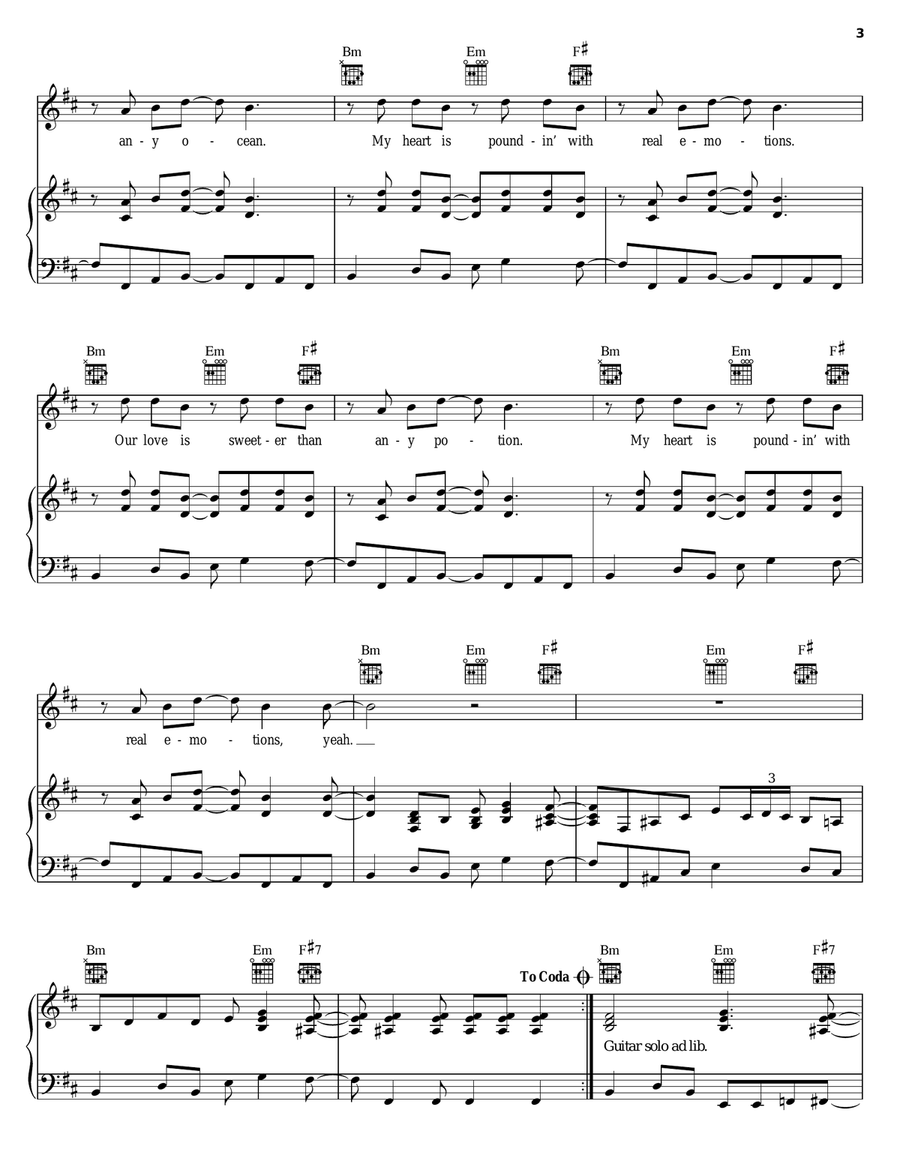 Real Emotions Piano, Vocal, Guitar scores gallery preview page 3