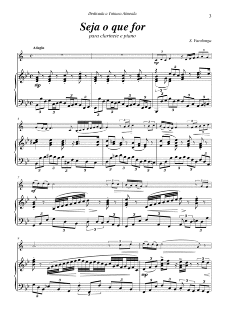 Sérgio Varalonga - Seja o que for, para clarinete e piano (