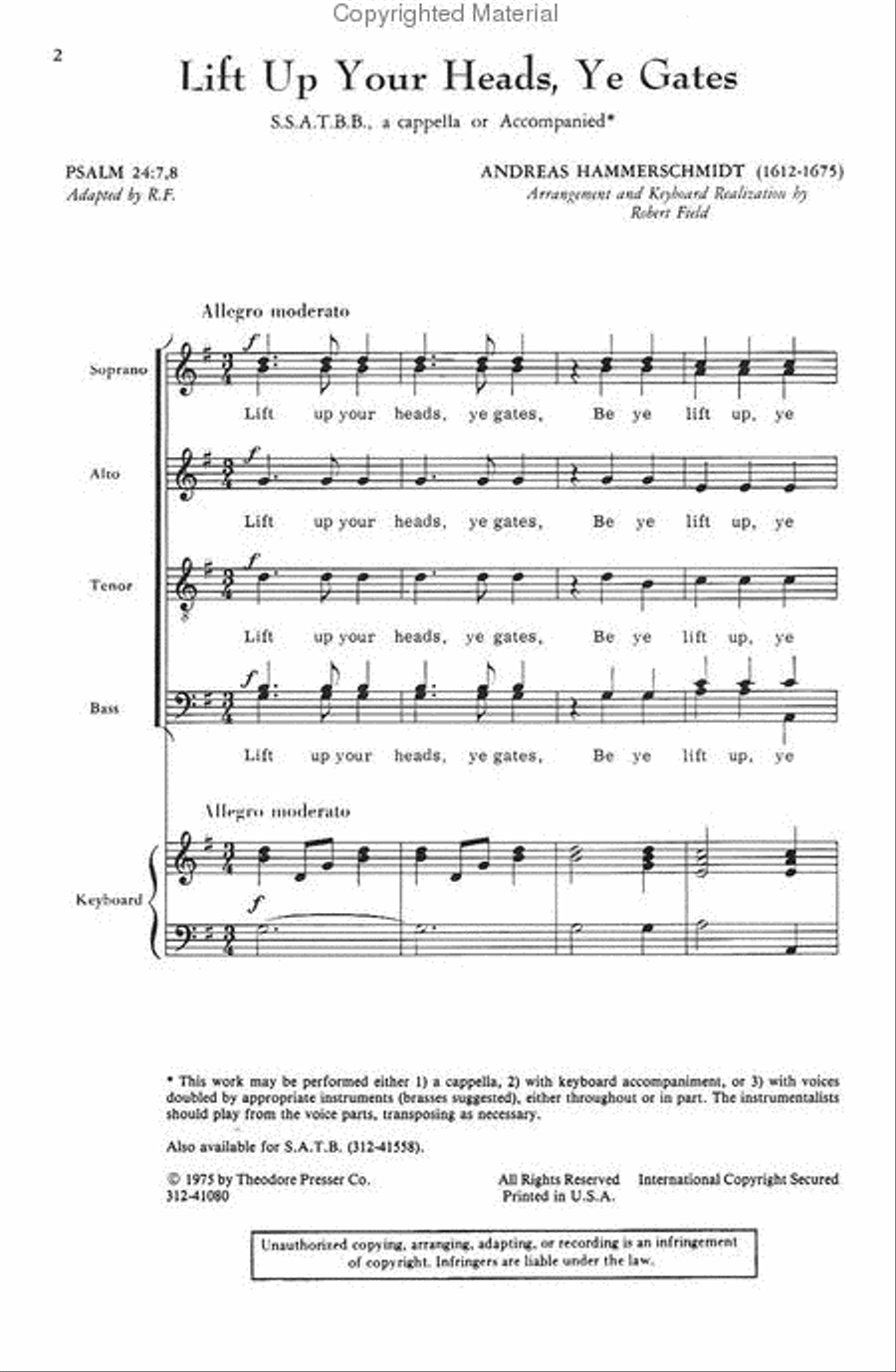 Lift Up Your Heads, Ye Gates A Cappella scores gallery preview page 2