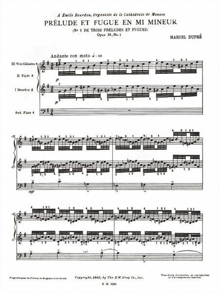 3 Preludes Et Fugues Op.36, No.1 In E Minor (organ)