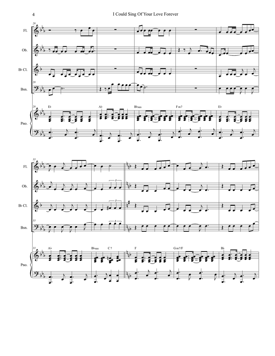 I Could Sing Of Your Love Forever Woodwind Quartet scores gallery preview page 4