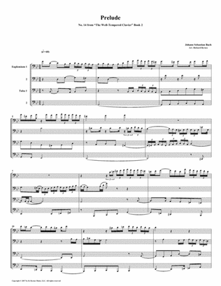 Prelude 14 from Well-Tempered Clavier, Book 2 (Euphonium-Tuba Quartet)