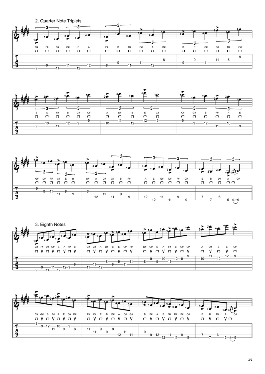 C# Aeolian Mode Exercises - Ascending and Descending in 4ths Acoustic Guitar scores gallery preview page 2