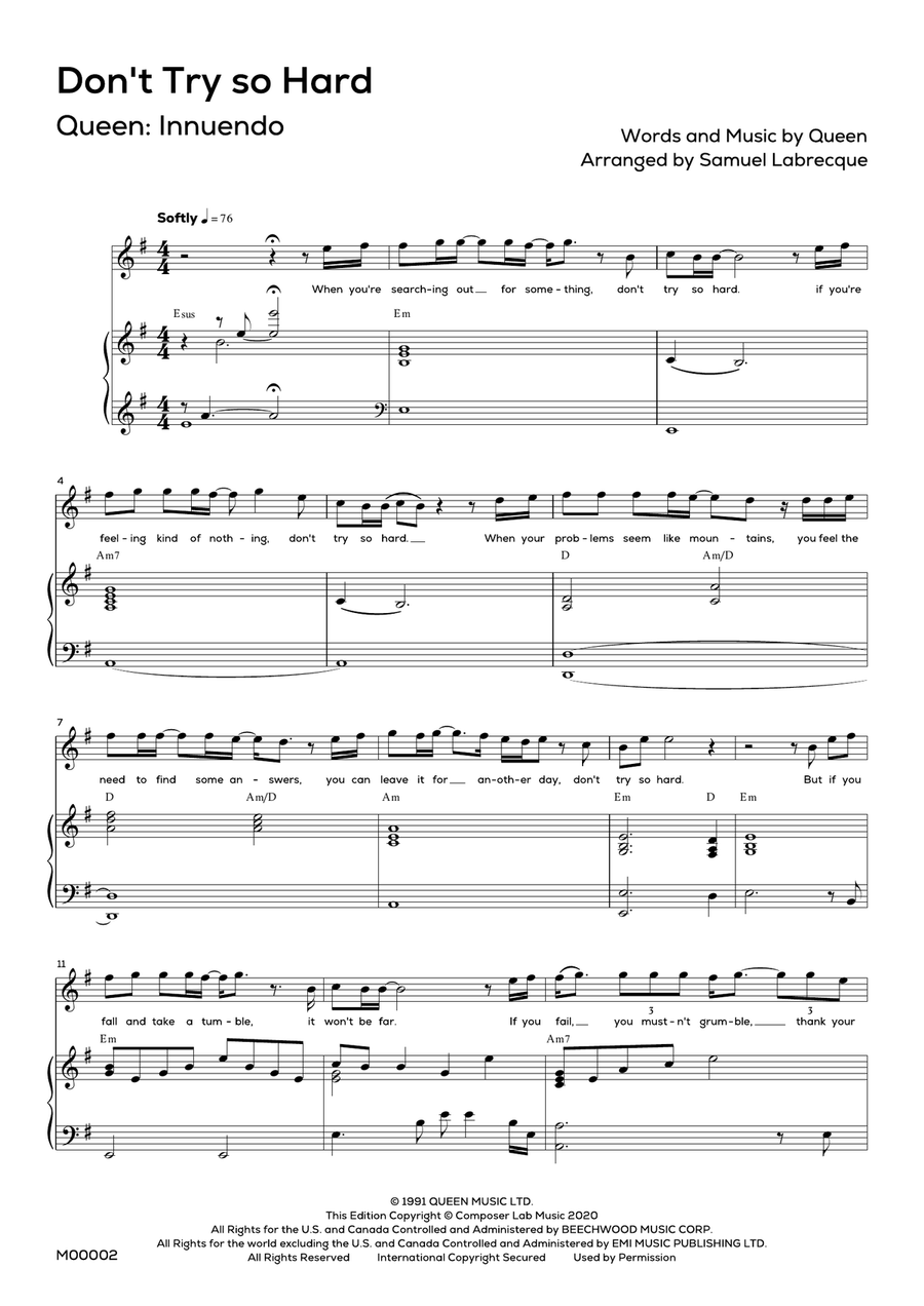 Don't Try So Hard Piano, Vocal scores gallery preview page 3