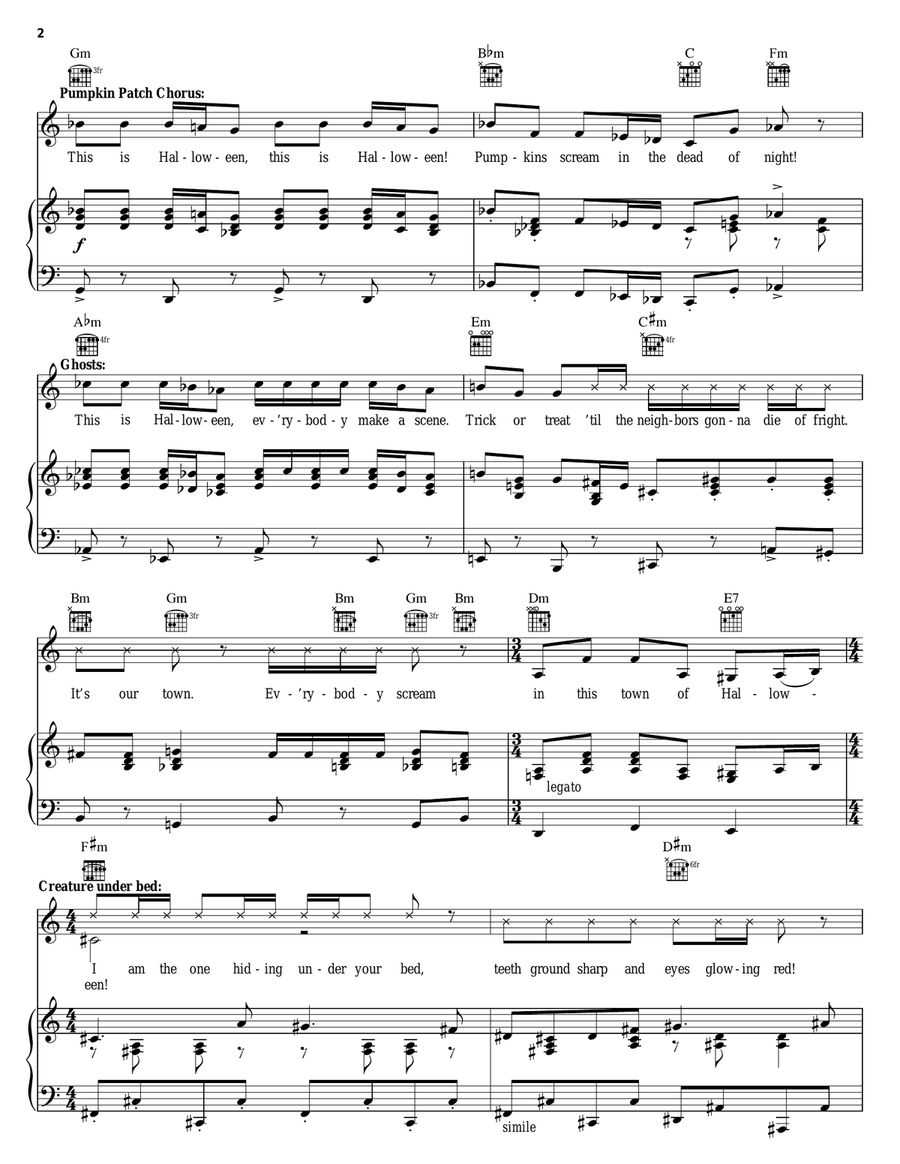 This Is Halloween (from The Nightmare Before Christmas) Piano, Vocal, Guitar scores gallery preview page 2