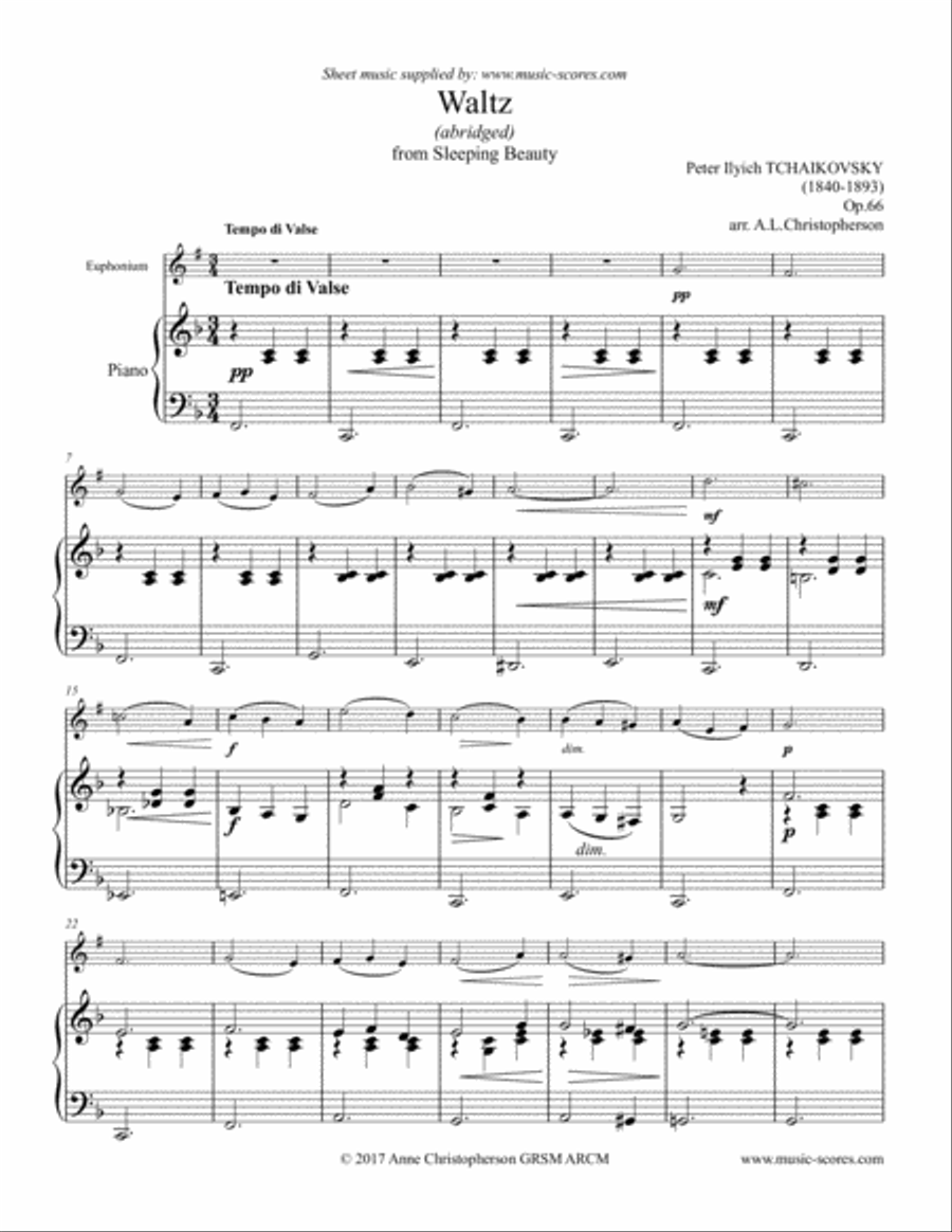 Sleeping Beauty Waltz - Euphonium Euphonium scores gallery preview page 1