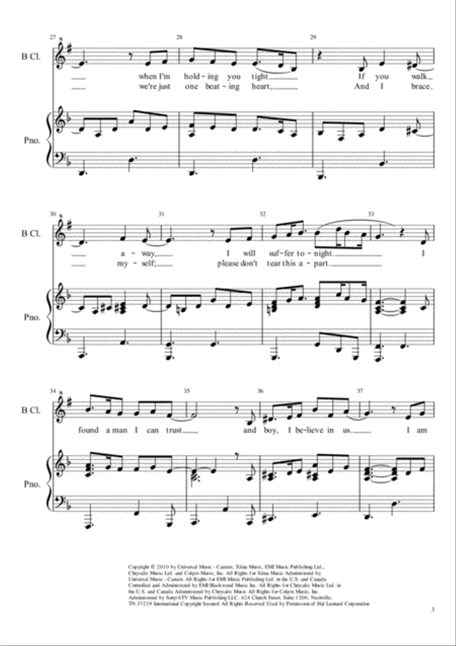 Bound To You Clarinet Solo scores gallery preview page 3