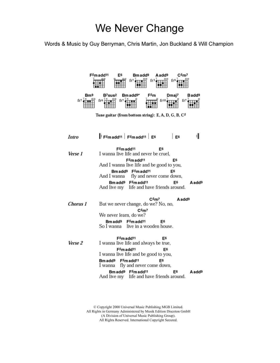 We Never Change Acoustic Guitar scores gallery preview page 1
