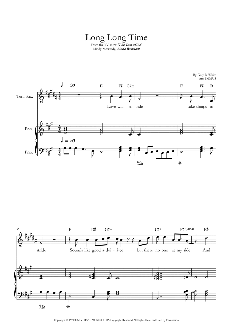 Long Long Time Tenor Saxophone scores gallery preview page 1