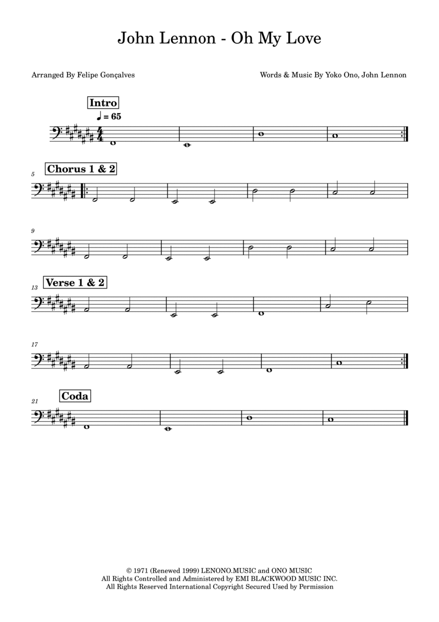 Oh My Love Double Bass scores gallery preview page 1