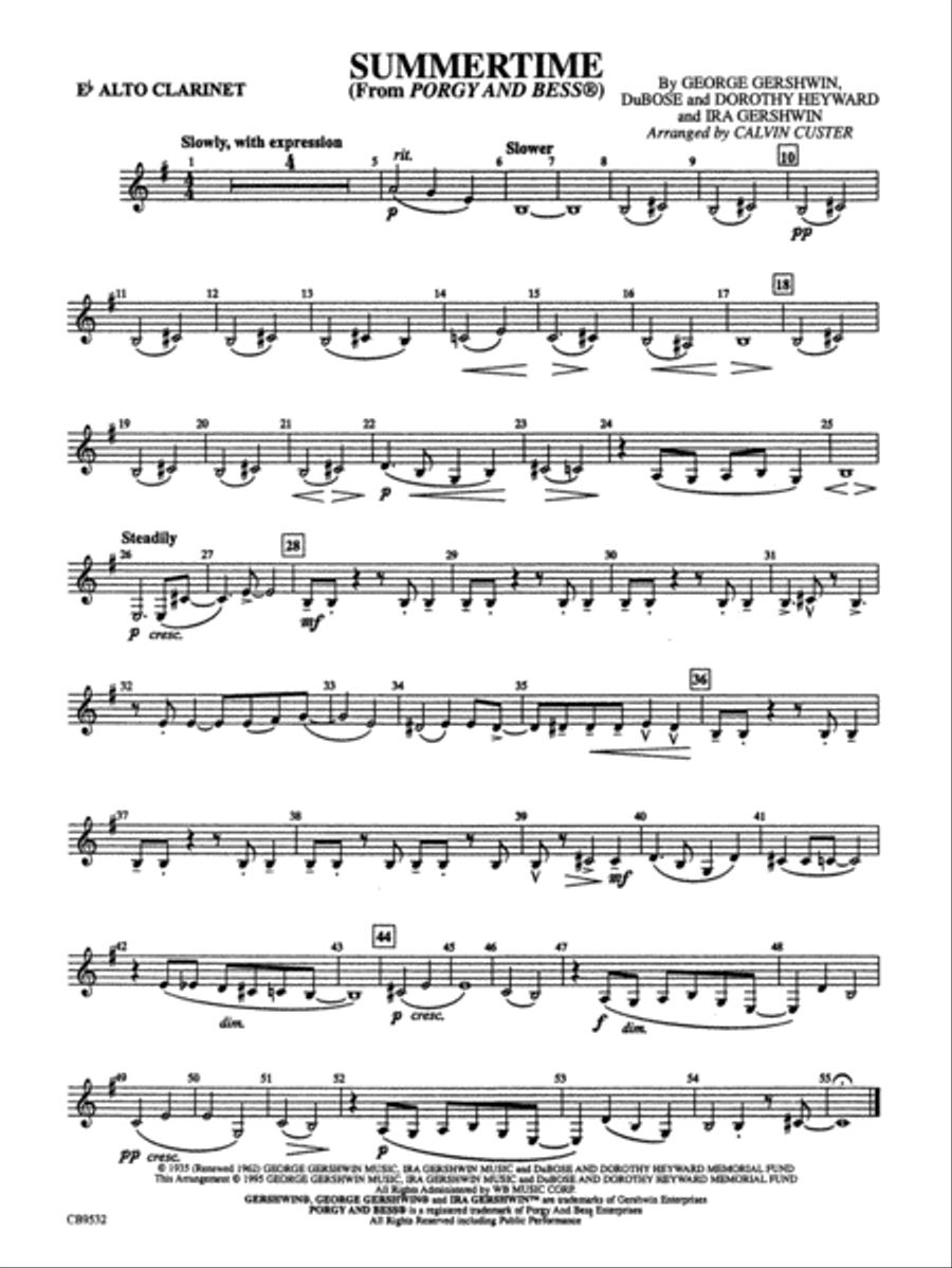 Book cover for Summertime: E-flat Alto Clarinet
