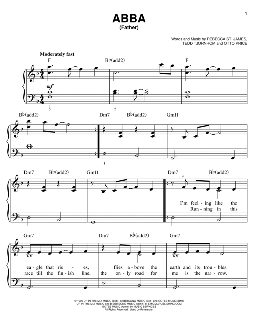 Abba (Father) Easy Piano scores gallery preview page 1