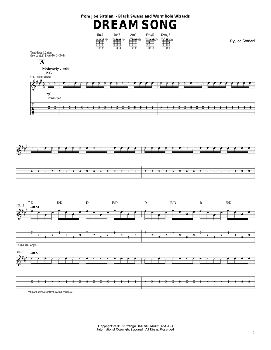 Dream Song Dream Song Acoustic Guitar scores gallery preview page 1