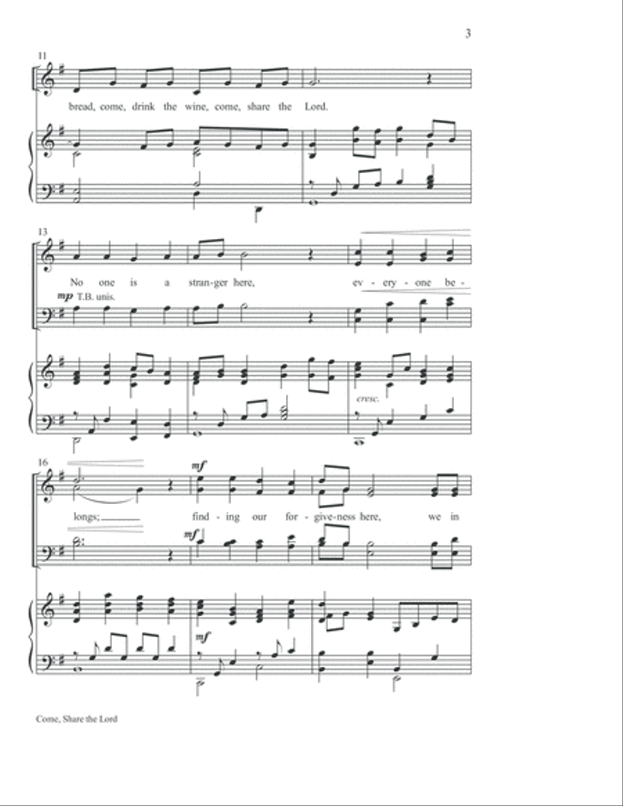 Come, Share the Lord Come, Share the Lord 4-Part scores gallery preview page 4