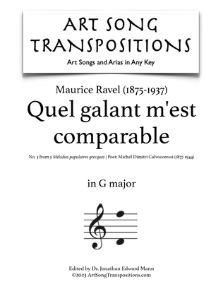 RAVEL: Quel galant m’est comparable (transposed to G major)