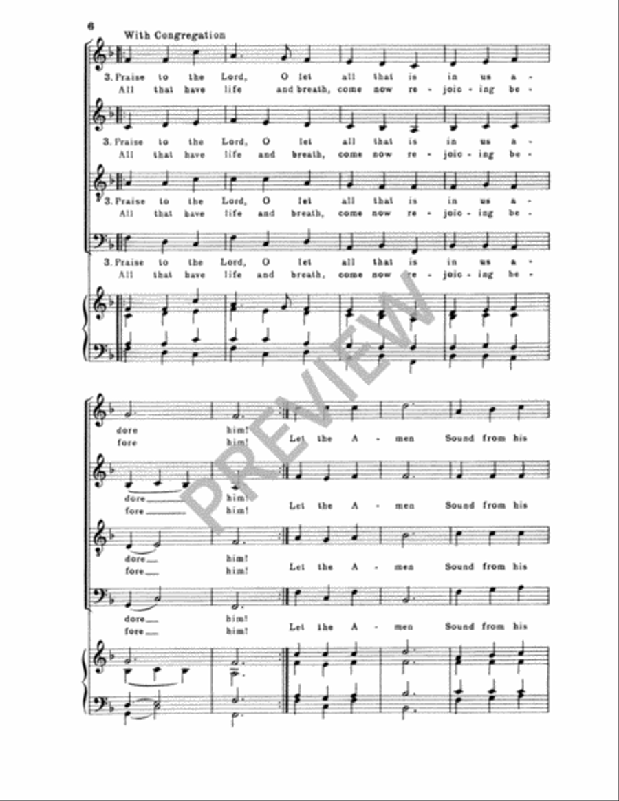Praise to the Lord Praise to the Lord 4-Part scores gallery preview page 7