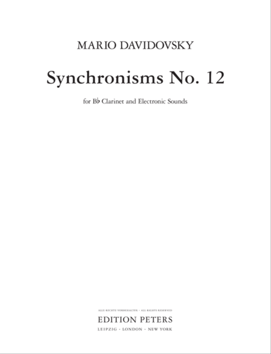 Synchronisms No. 12 for Bb Clarinet and Electronic Sounds B-Flat Clarinet scores gallery preview page 2
