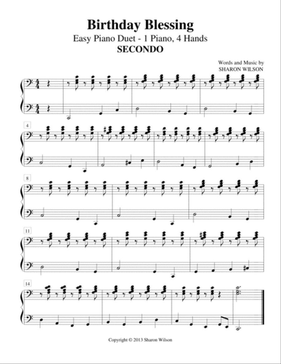 Birthday Blessing (Easy Piano Duet - 1 Piano, 4 Hands) Easy Piano scores gallery preview page 2