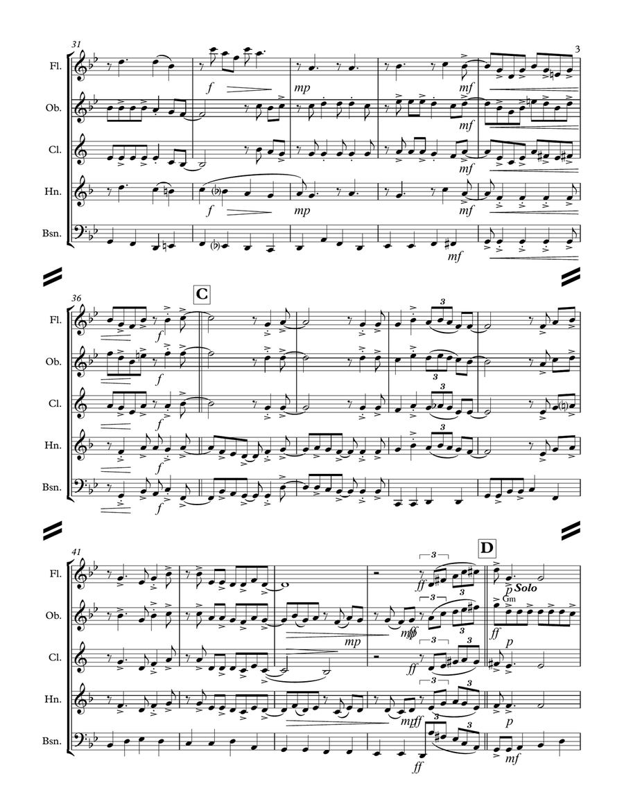 Oh Come, Oh Come Emmanuel (for Woodwind Quintet) Woodwind Quintet scores gallery preview page 4
