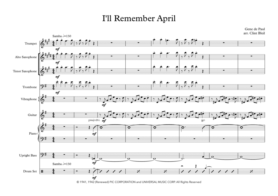 I'll Remember April Jazz Ensemble scores gallery preview page 1