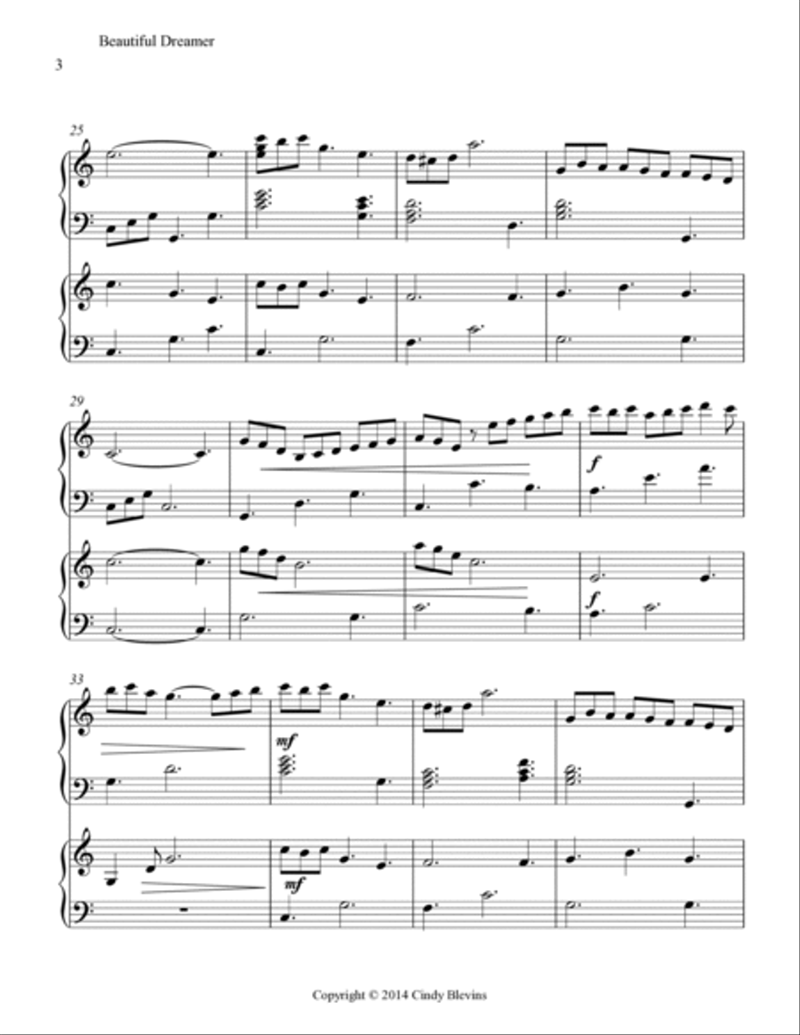 Beautiful Dreamer, for Harp Duet Harp scores gallery preview page 4