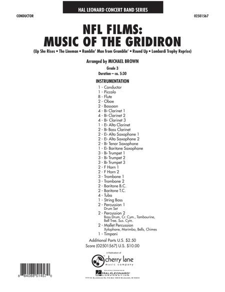 NFL Films: Music Of The Gridiron - Conductor Score (Full Score)