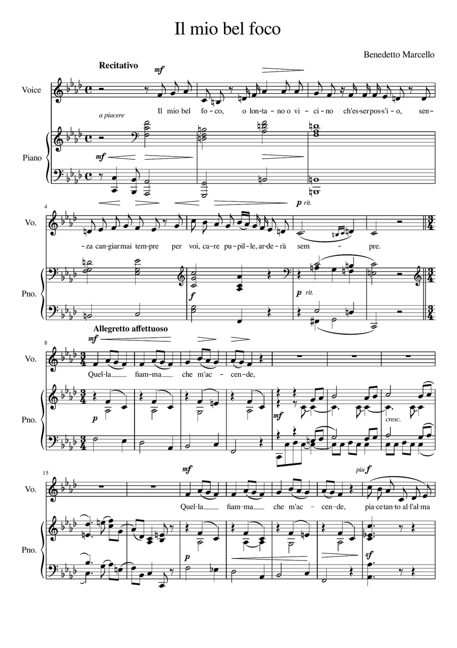 Il mio bel foco - F Minor Voice Solo scores gallery preview page 2