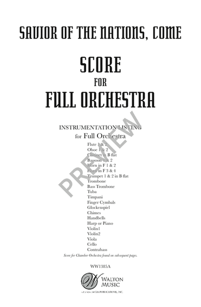Savior of the Nations, Come (Full Score and Instrumental Part) image number null