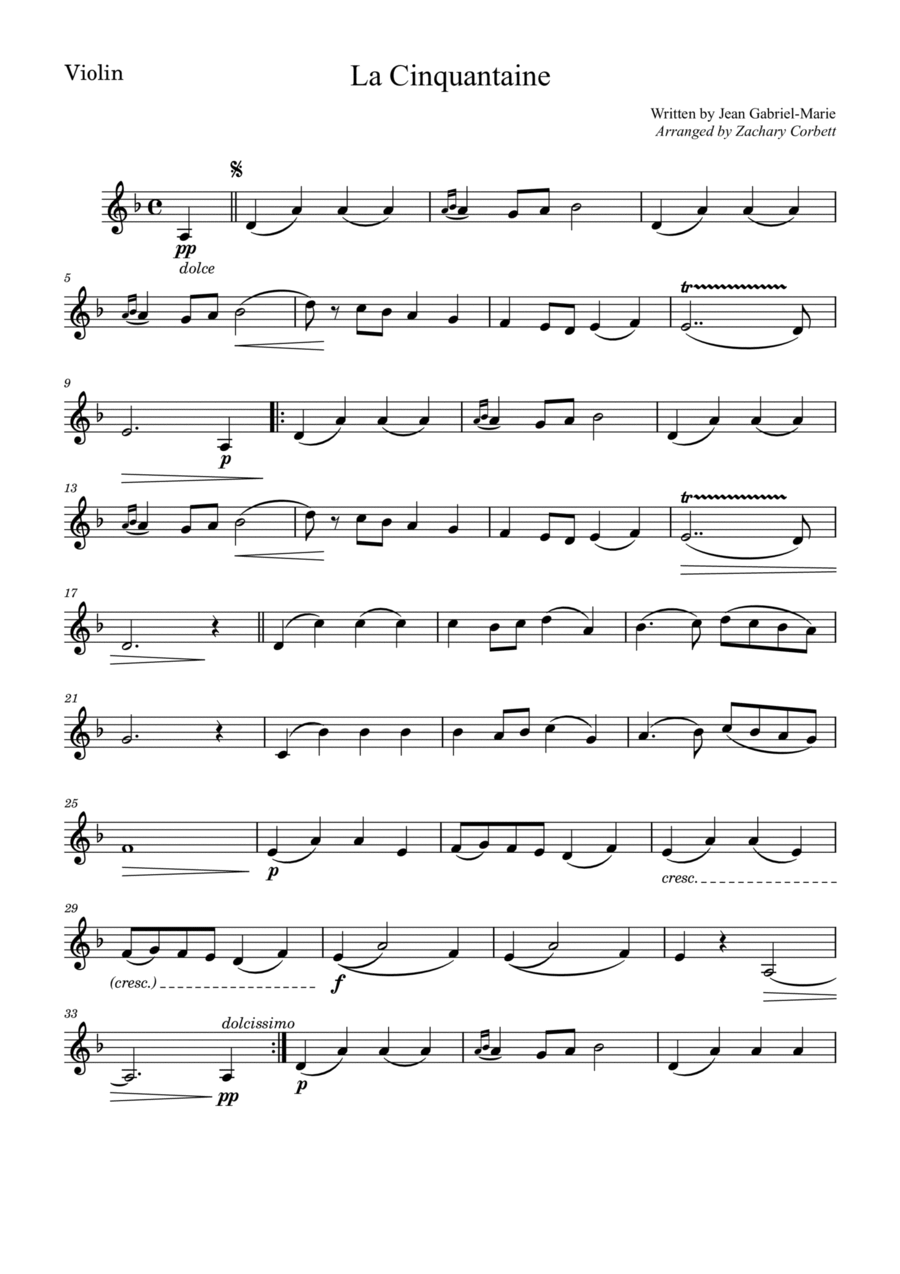 La cinquantaine violin hotsell