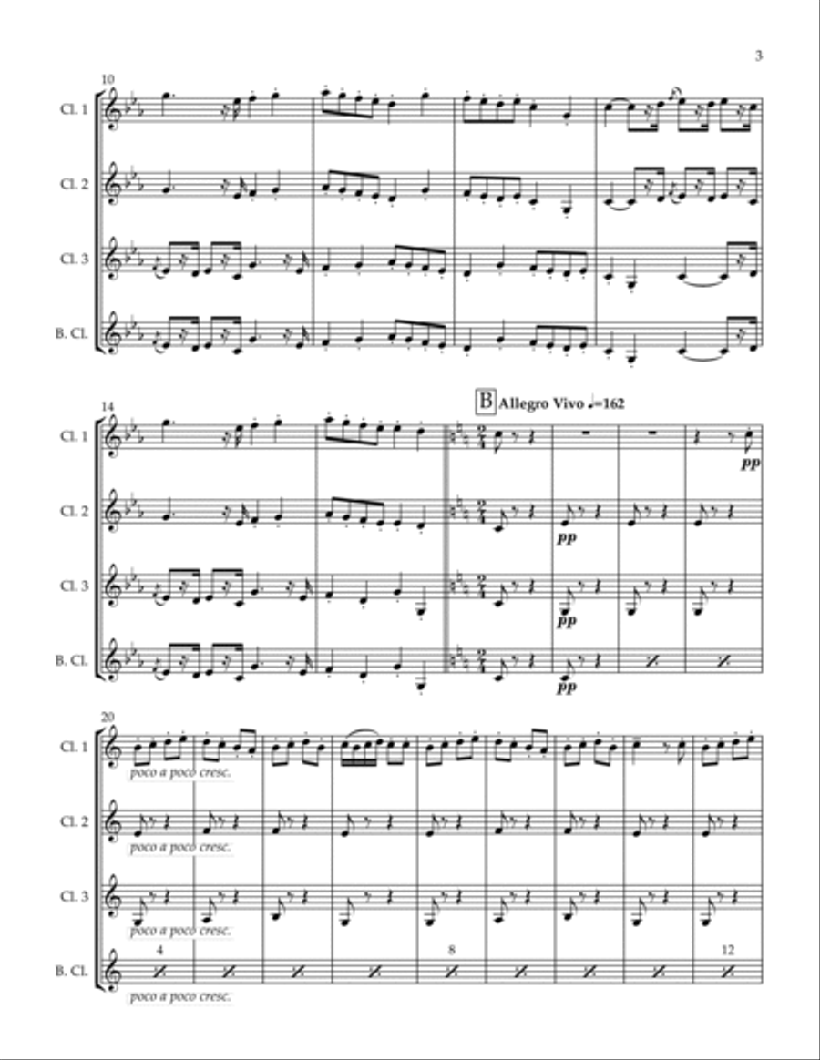 Farandole from L'Arlesienne for Clarinet Quartet Clarinet Quartet scores gallery preview page 3