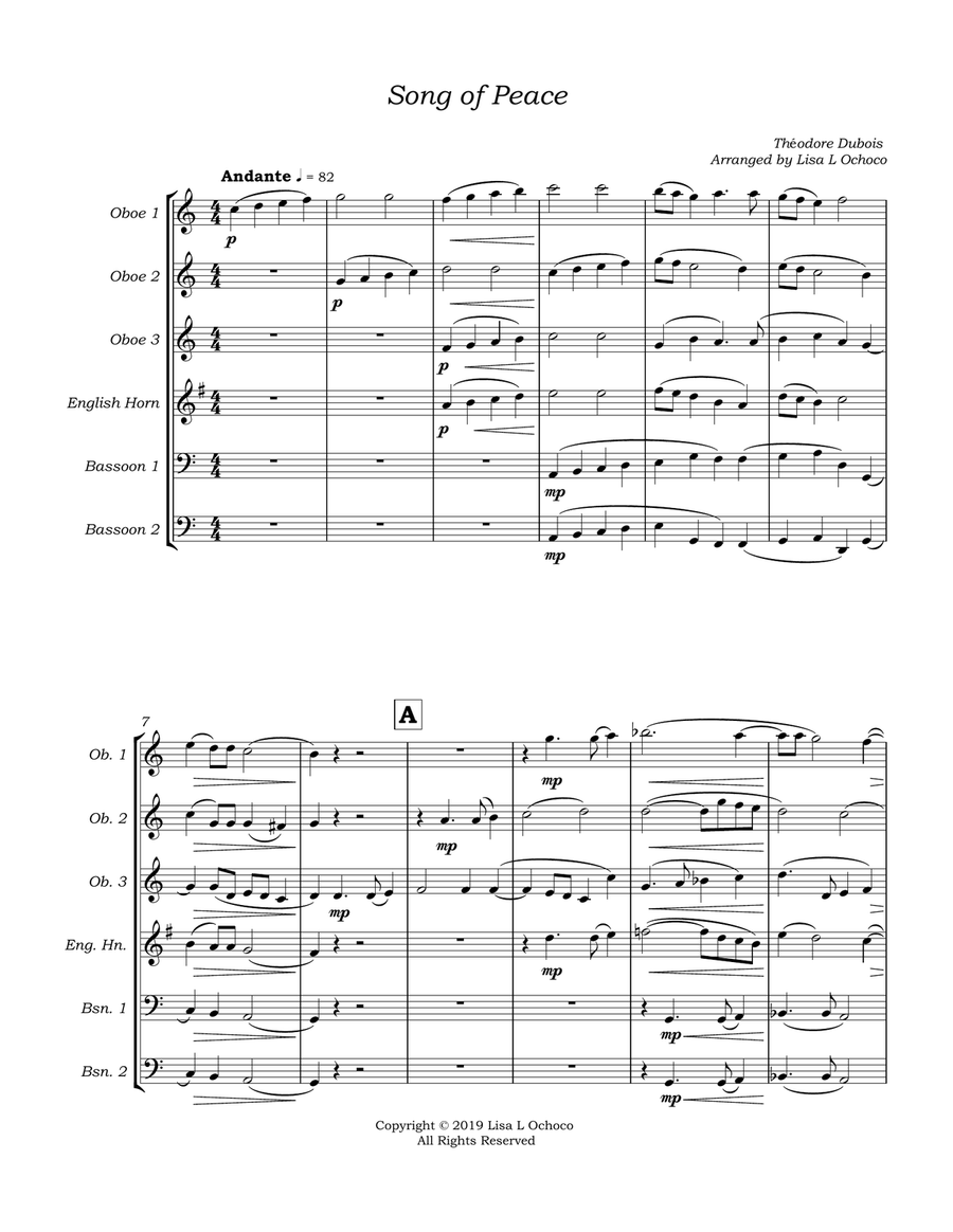 Song of Peace for Double Reed Choir Woodwind Ensemble scores gallery preview page 5