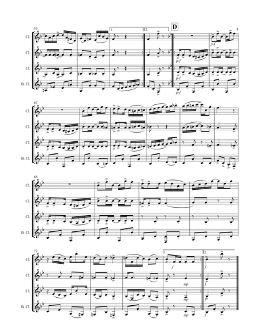 Joplin - “The Cascades” (for Clarinet Quartet) Clarinet Quartet scores gallery preview page 4
