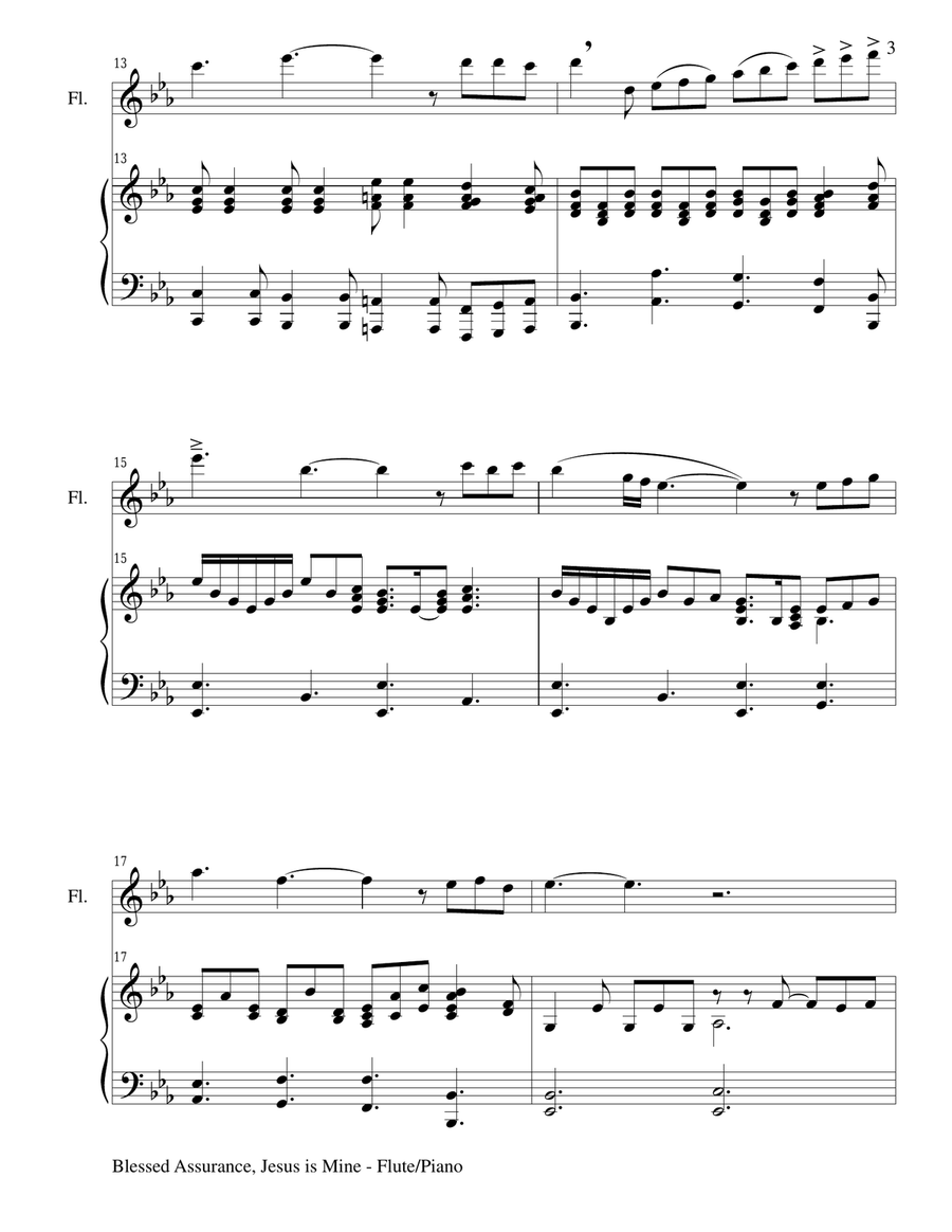 BLESSED ASSURANCE (Flute/Piano and Flute Part) Flute Solo scores gallery preview page 3