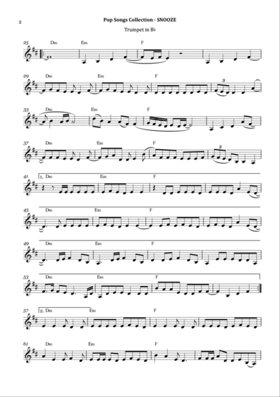 Snooze B-Flat Trumpet scores gallery preview page 2