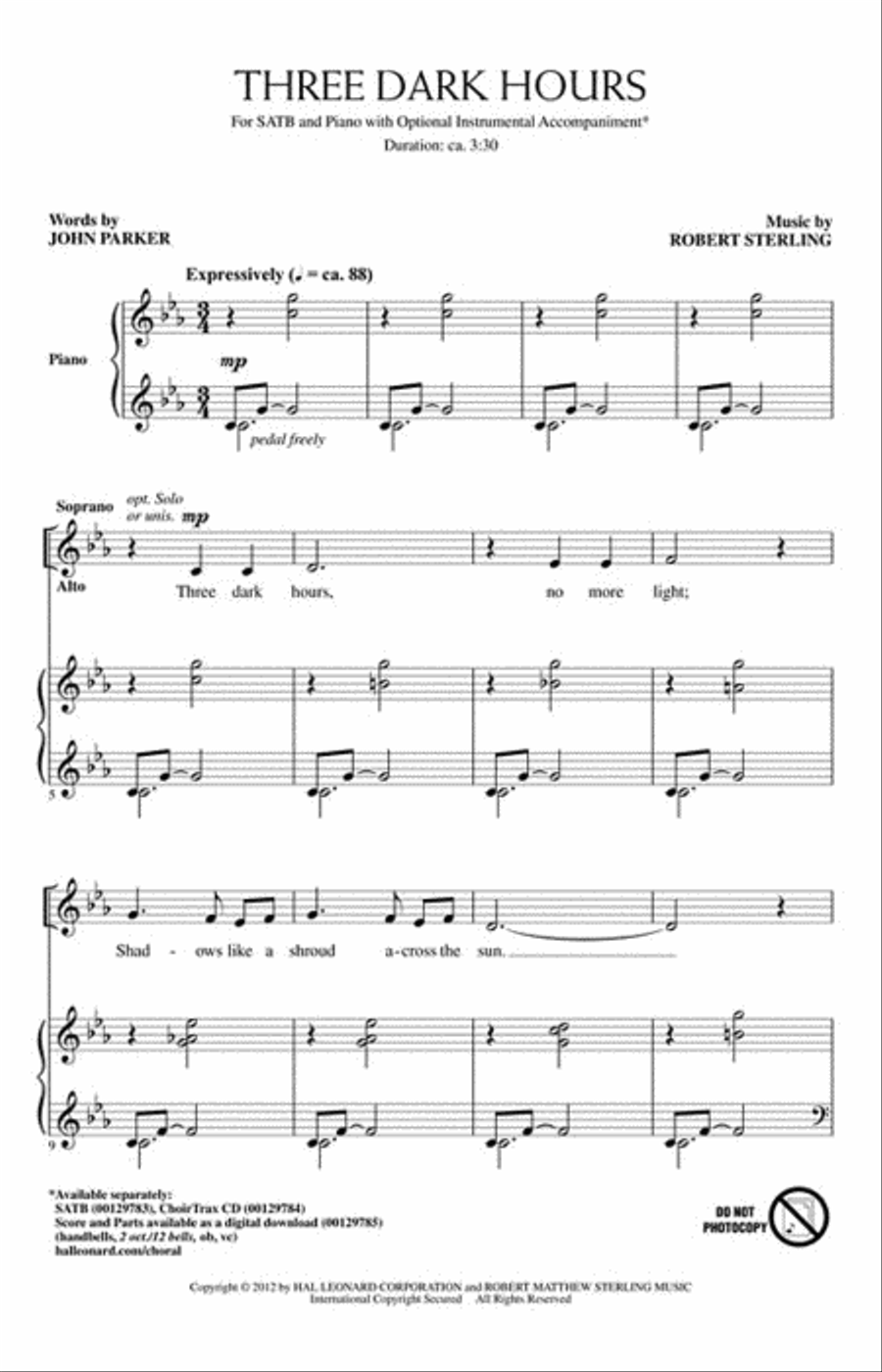 Three Dark Hours Three Dark Hours 4-Part scores gallery preview page 2