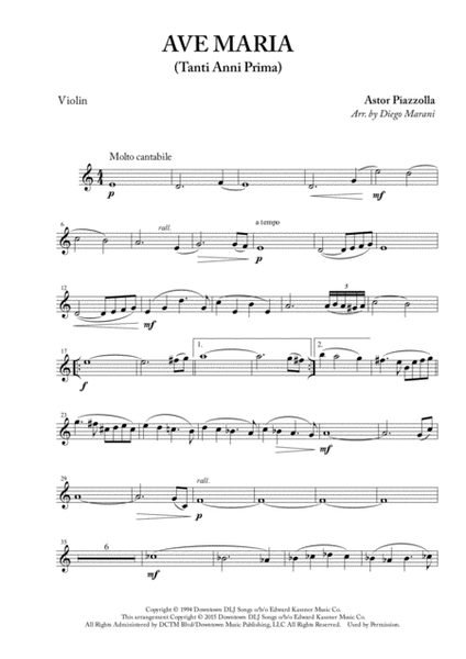 Ave Maria (Tanti Anni Prima) for Violin and Piano image number null