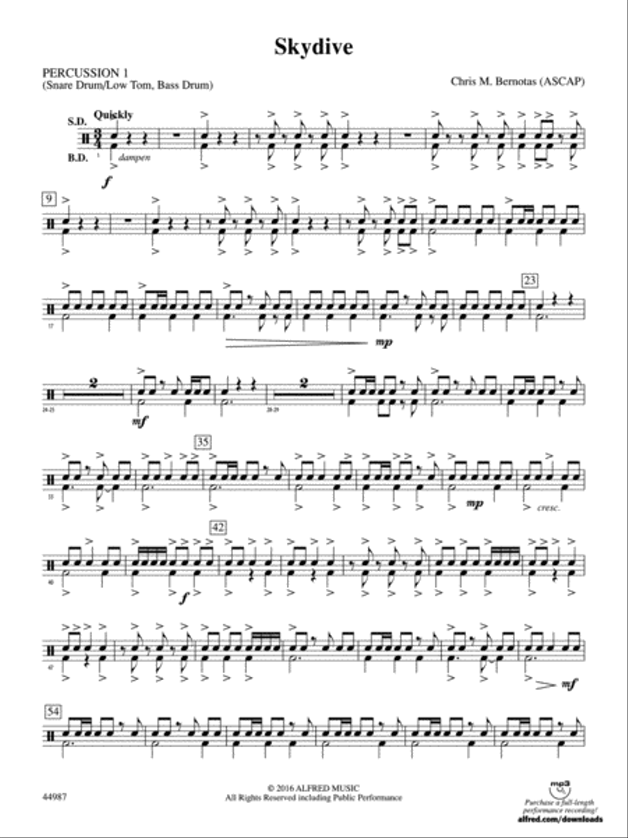 Skydive: 1st Percussion Skydive: 1st Percussion Concert Band scores gallery preview page 1