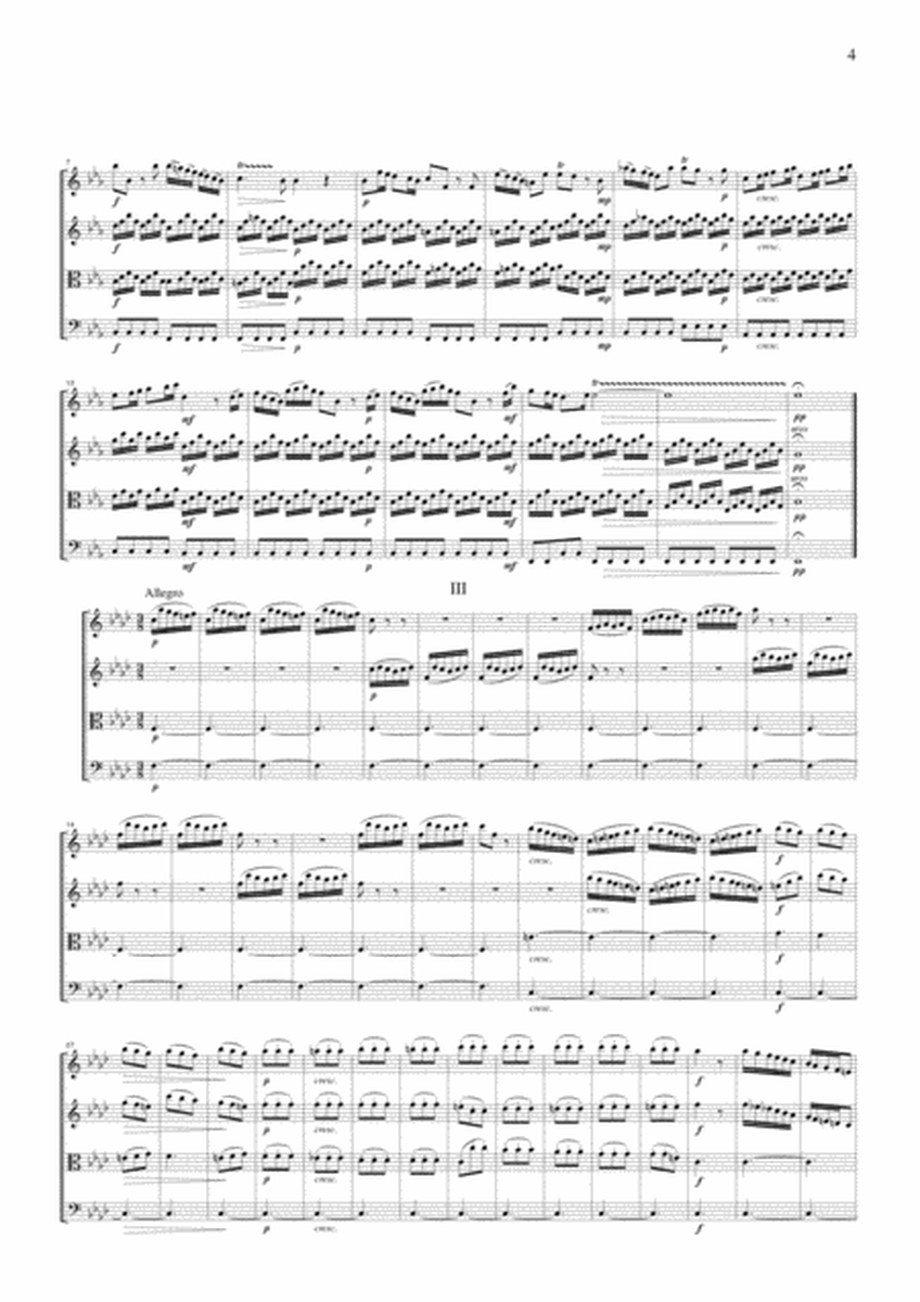 Vivaldi Winter from the Four Seasons, all mvts., for string quartet, CV104
